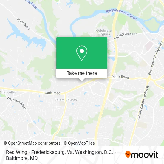 Red Wing - Fredericksburg, Va map