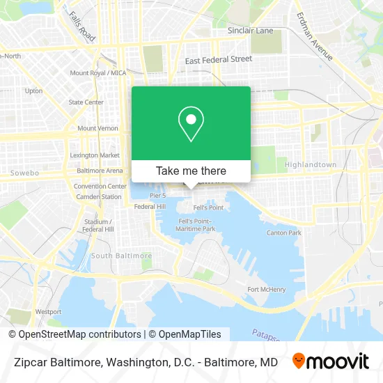 Zipcar Baltimore map