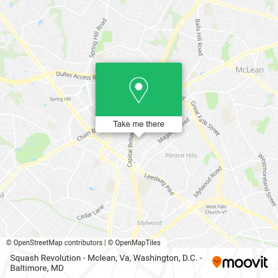 Squash Revolution - Mclean, Va map