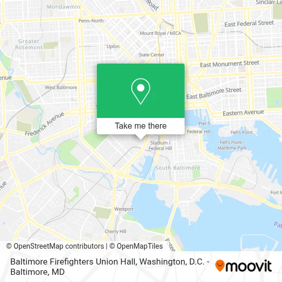 Baltimore Firefighters Union Hall map