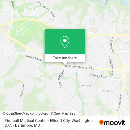 Firstcall Medical Center - Ellicott City map