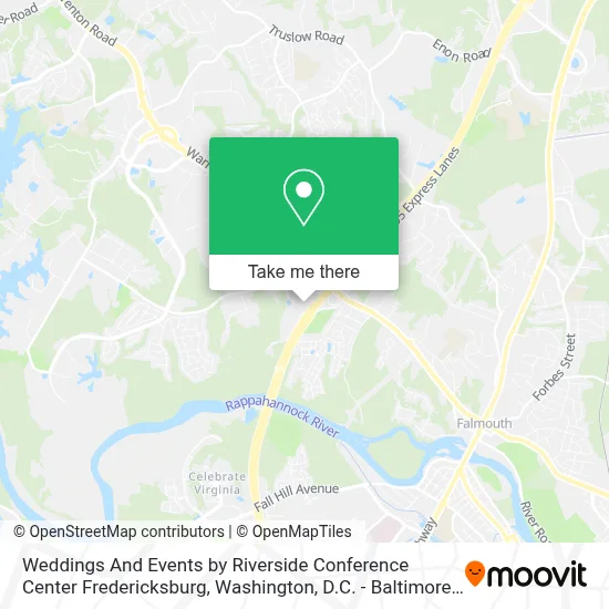 Weddings And Events by Riverside Conference Center Fredericksburg map