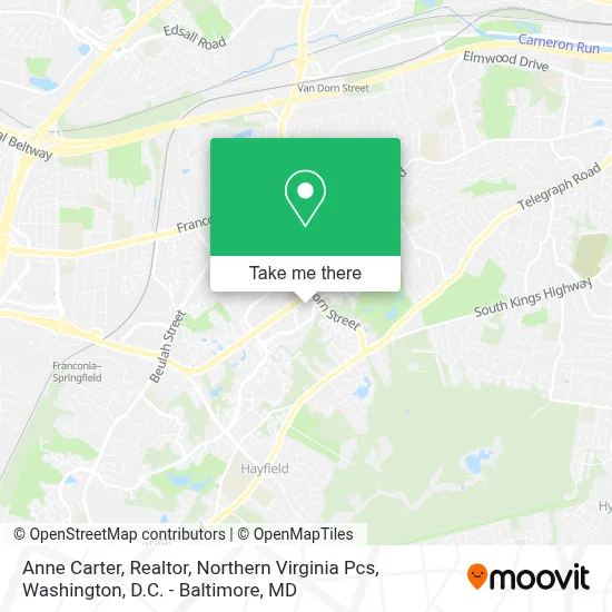 Anne Carter, Realtor, Northern Virginia Pcs map