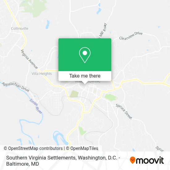 Southern Virginia Settlements map