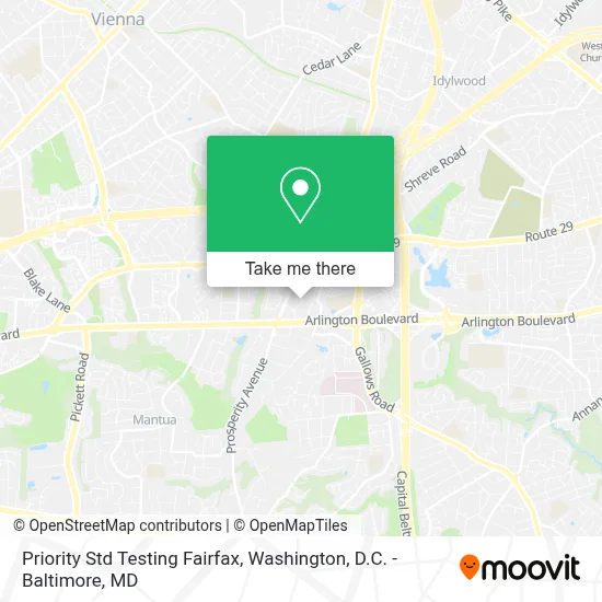 Priority Std Testing Fairfax map