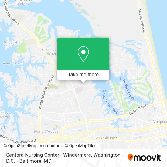 Sentara Nursing Center - Windermere map