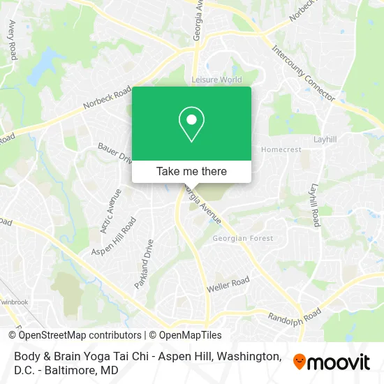 Body & Brain Yoga Tai Chi - Aspen Hill map