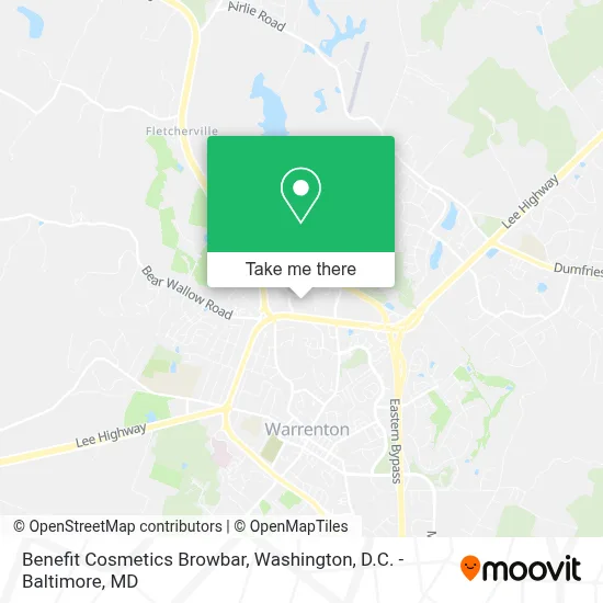 Benefit Cosmetics Browbar map