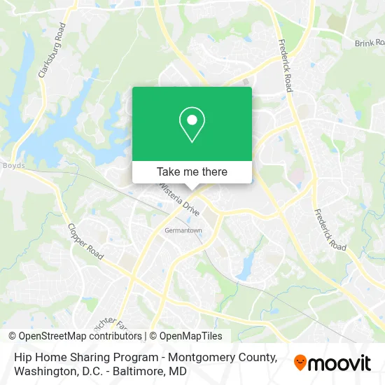 Hip Home Sharing Program - Montgomery County map