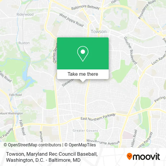 Towson, Maryland Rec Council Baseball map