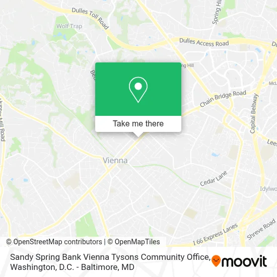 Sandy Spring Bank Vienna Tysons Community Office map