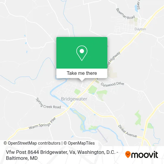 Vfw Post 8644 Bridgewater, Va map