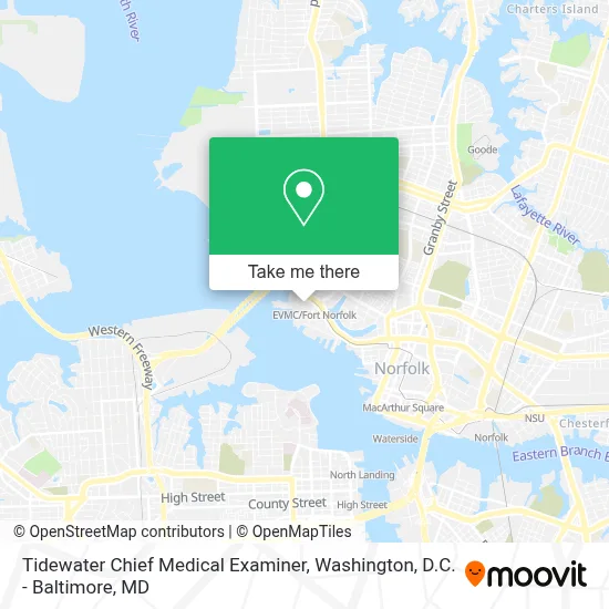 Tidewater Chief Medical Examiner map
