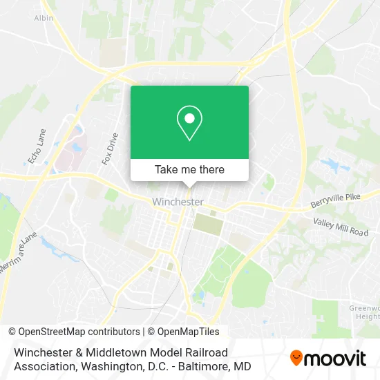 Winchester & Middletown Model Railroad Association map