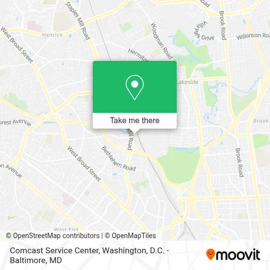 Comcast Service Center map