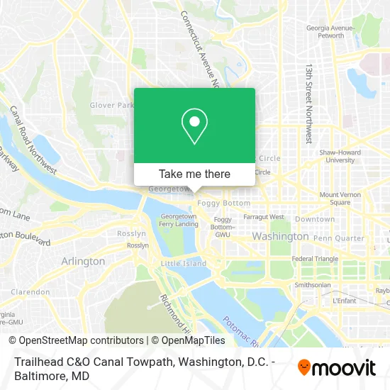 Trailhead C&O Canal Towpath map