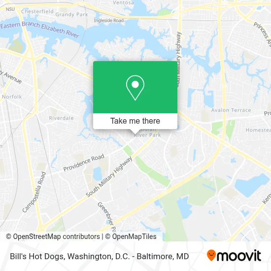 Bill's Hot Dogs map