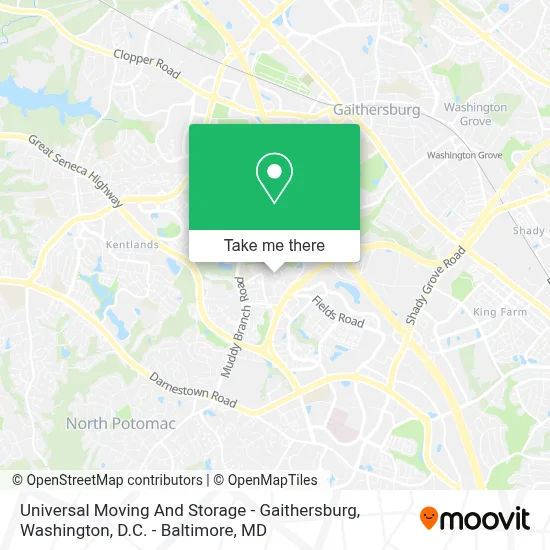 Universal Moving And Storage - Gaithersburg map