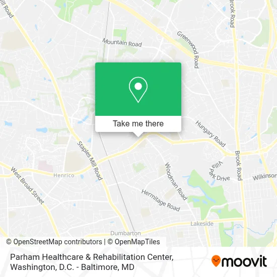 Parham Healthcare & Rehabilitation Center map