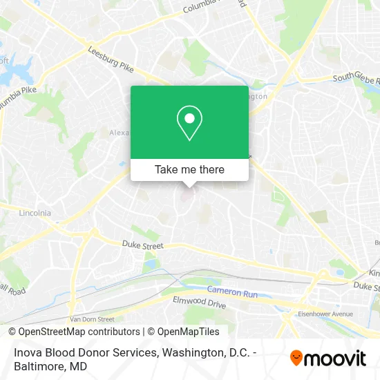 Inova Blood Donor Services map
