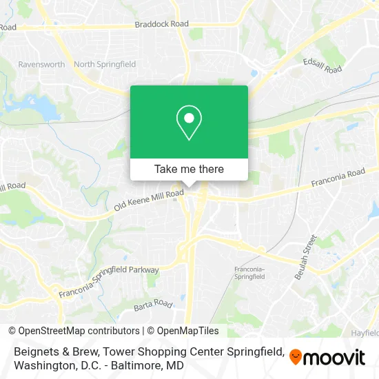 Beignets & Brew, Tower Shopping Center Springfield map