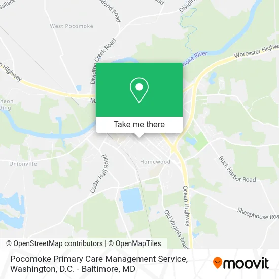 Pocomoke Primary Care Management Service map