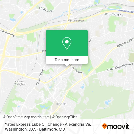 Yates Express Lube Oil Change - Alexandria Va map