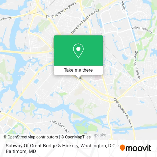 Subway Of Great Bridge & Hickory map