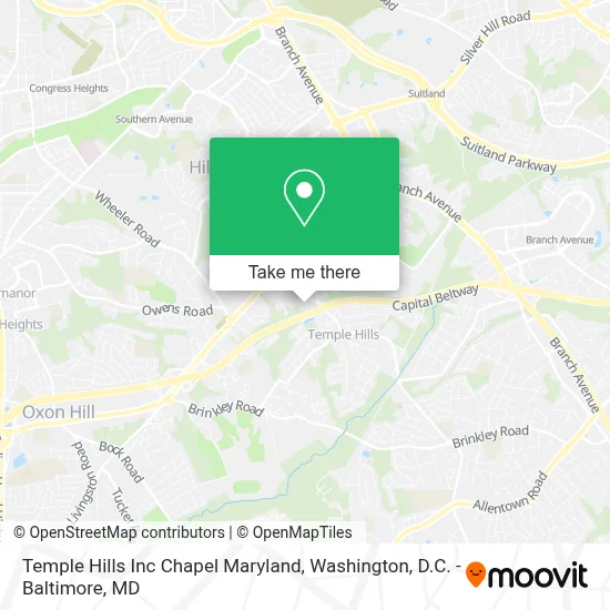 Temple Hills Inc Chapel Maryland map