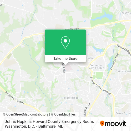 Johns Hopkins Howard County Emergency Room map