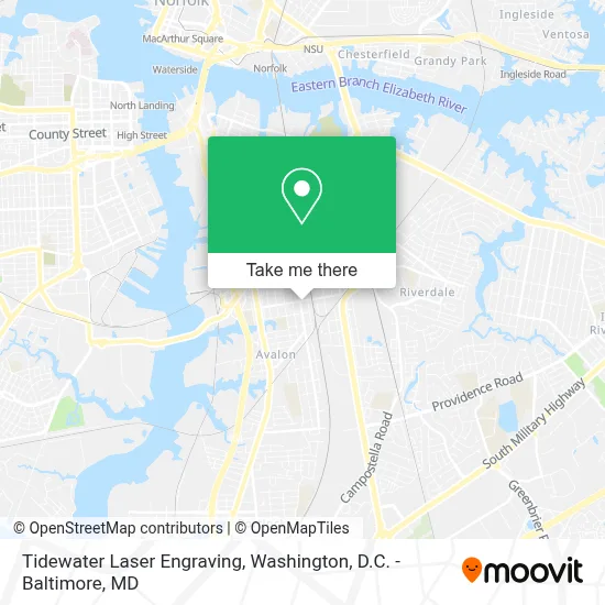 Tidewater Laser Engraving map