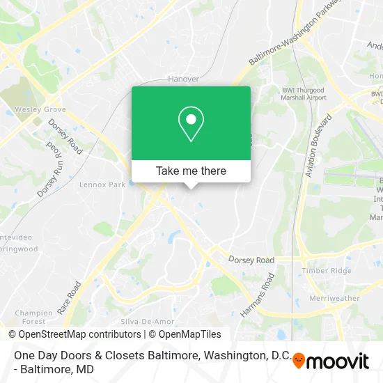 One Day Doors & Closets Baltimore map