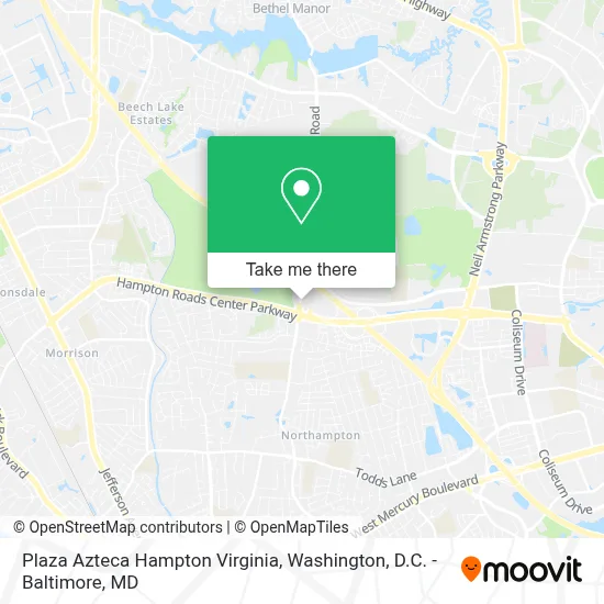 Plaza Azteca Hampton Virginia map