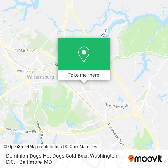 Dominion Dogs Hot Dogs Cold Beer map