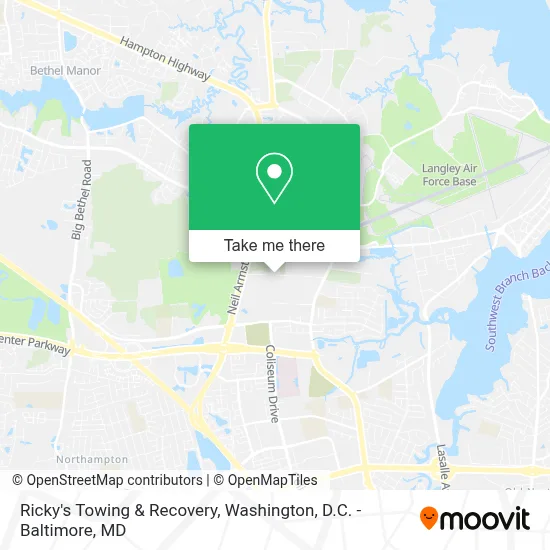 Ricky's Towing & Recovery map