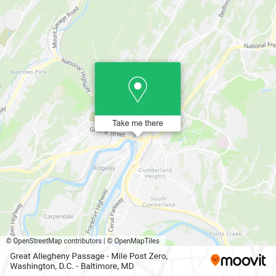 Great Allegheny Passage - Mile Post Zero map
