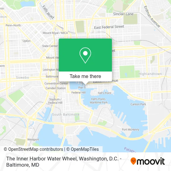 The Inner Harbor Water Wheel map