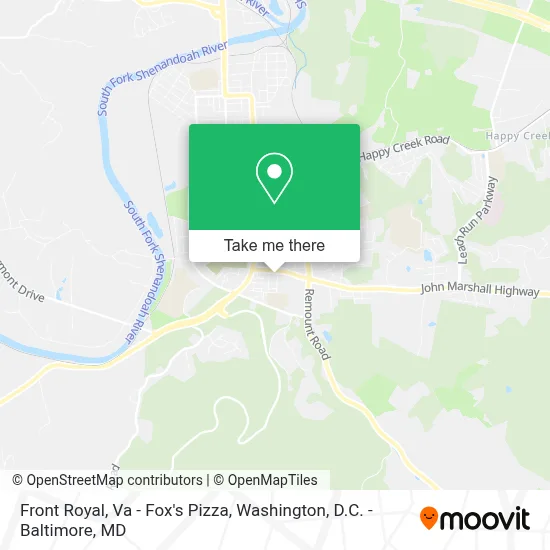 Front Royal, Va - Fox's Pizza map
