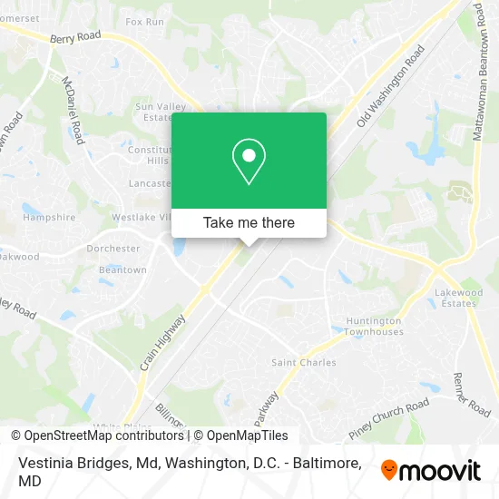 Vestinia Bridges, Md map