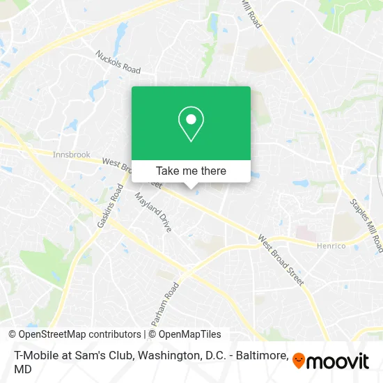 T-Mobile at Sam's Club map