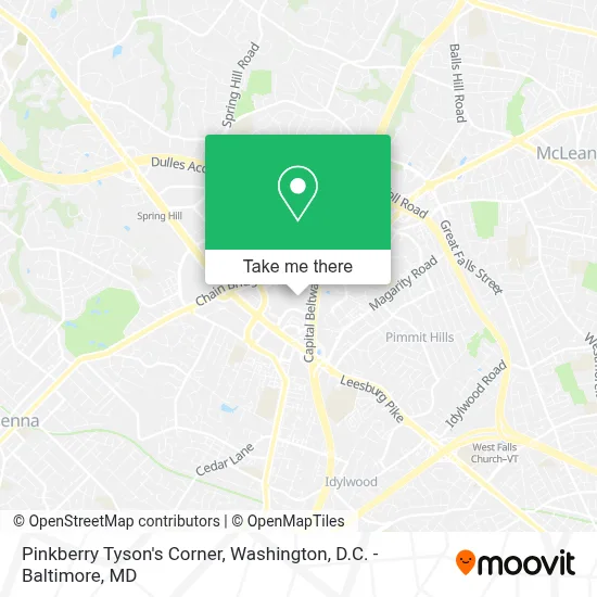 Pinkberry Tyson's Corner map