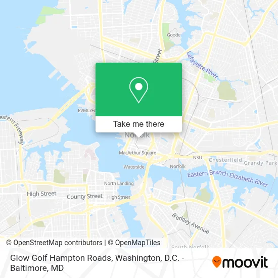 Glow Golf Hampton Roads map