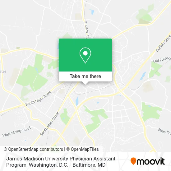 James Madison University Physician Assistant Program map