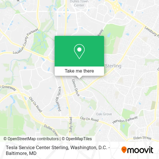 Tesla Service Center Sterling map