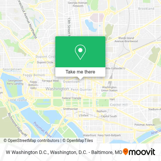 W Washington D.C. map