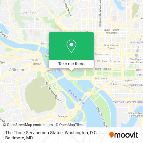 The Three Servicemen Statue map