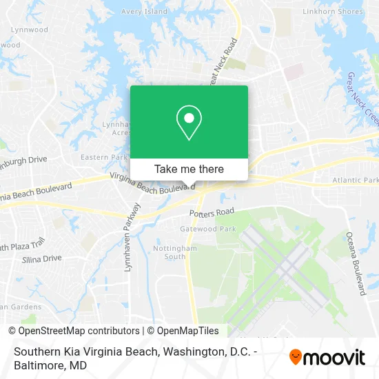 Southern Kia Virginia Beach map