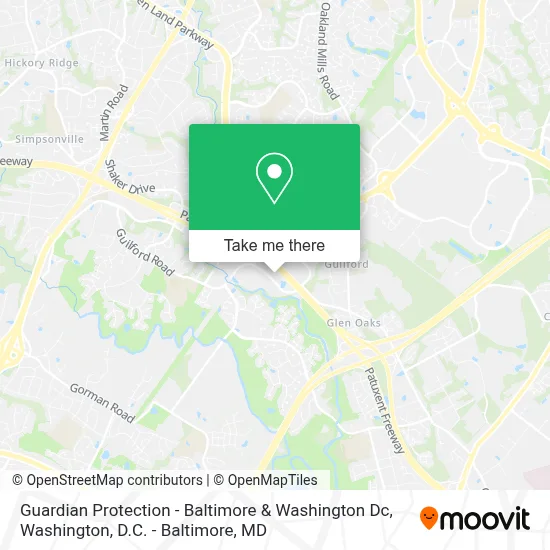Guardian Protection - Baltimore & Washington Dc map