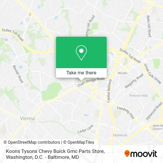 Koons Tysons Chevy Buick Gmc Parts Store map