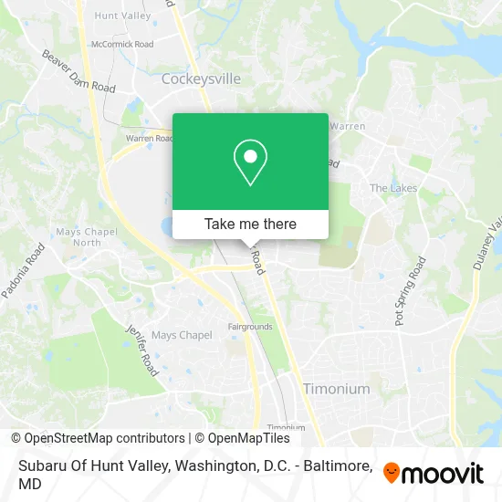 Subaru Of Hunt Valley map